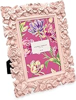 Vista 5 de Laura Ashley - Marco de fotos dorado de 4 x 6 pulgadas con caballete, hecho a mano en resina con textura floral, para exhibición en mesa y pared