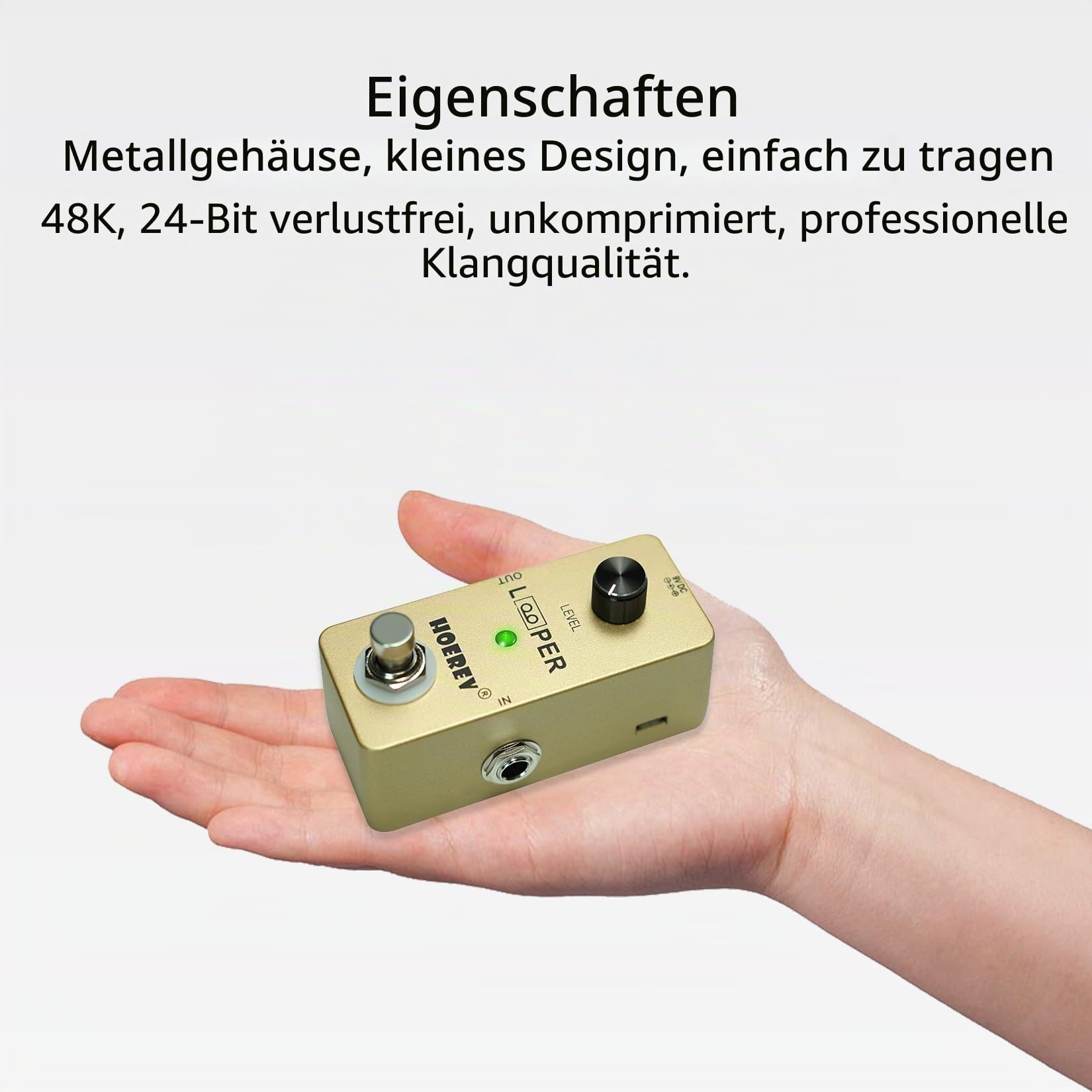 Hoerev Gitarre Mini Loop Effektor Looper Sampler Effekte Tuner für elektrische akustische Gitarre Bass Pedale Loops Stationen, Farbe Gold