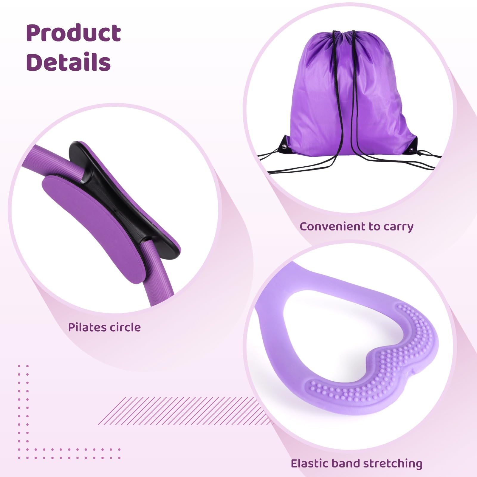 Pilates-Ring-Set für Damen, mit Pilates-Ball, Widerstandsbändern, Yoga-Gurt, Pilates, Essentials, Violett, 13-teilig