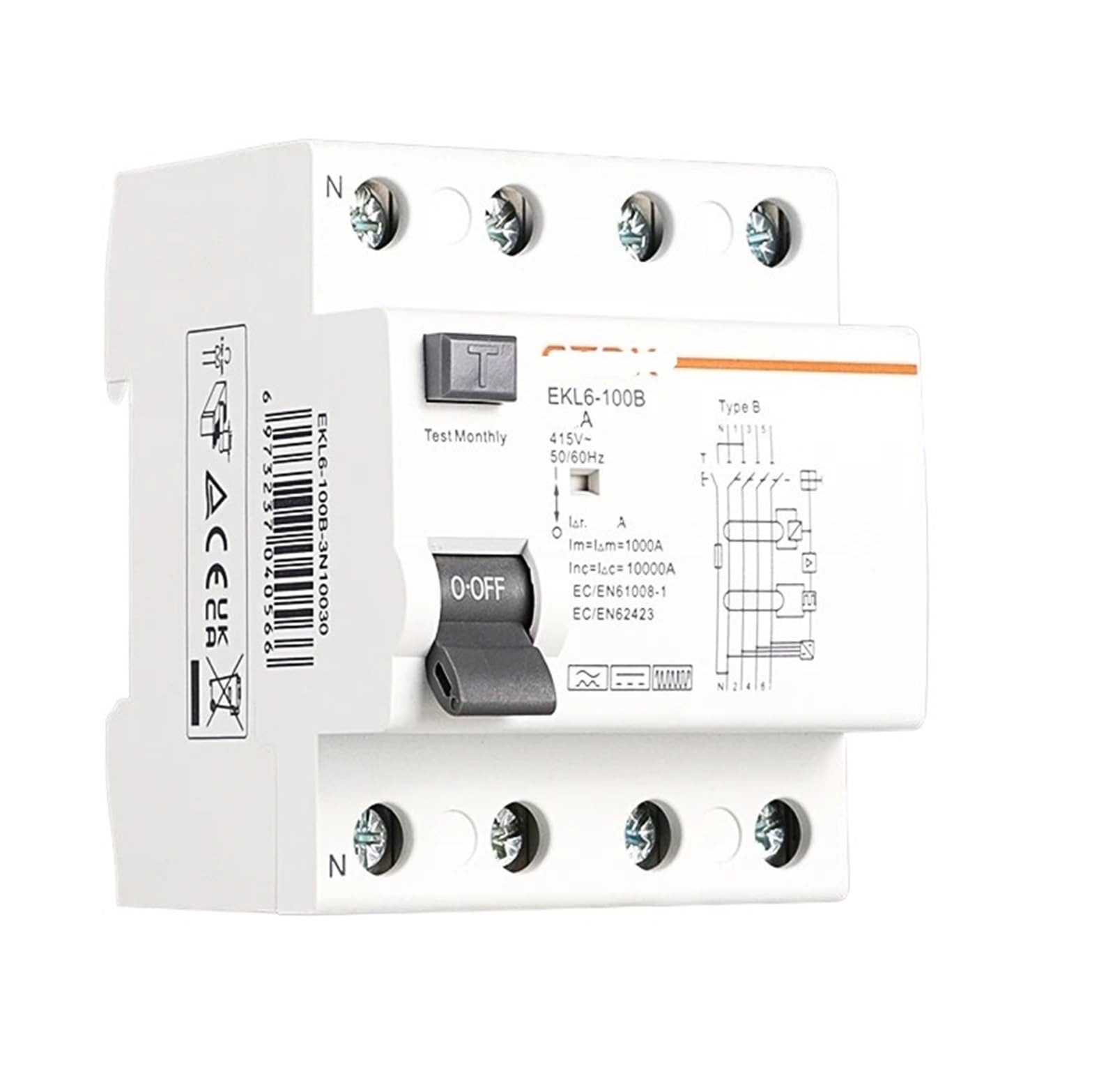 Disyuntor diferencial tipo B EKL6-100B 4P 63A 30mA para cuadro electrico carril DIN