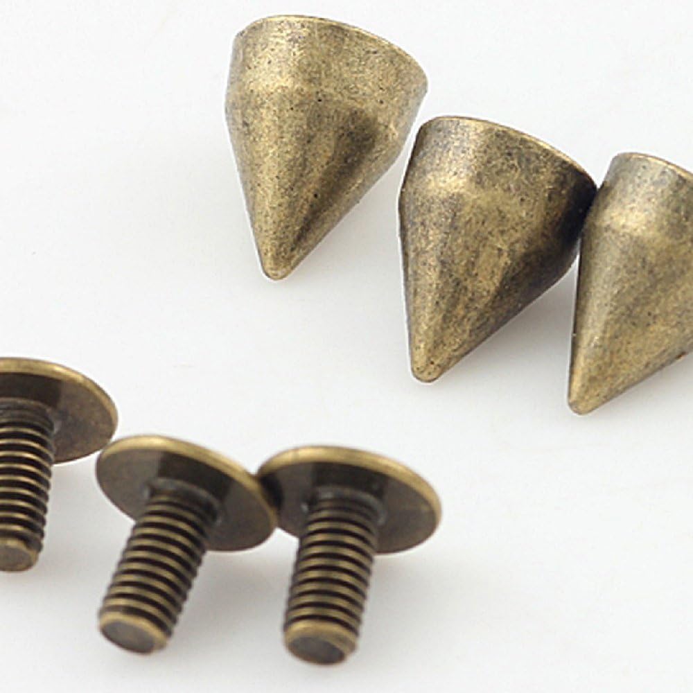 RUBYCA 500 Sets 9MM Bronze Color Bullet Cone Spike and Stud Metal Screw Back for DIY Leather-Craft