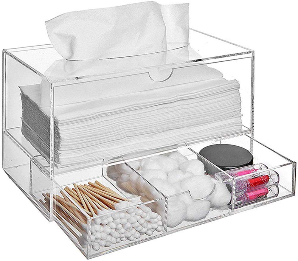Organizador De Maquillaje Acrílico Envases De Maquillaje Organizador De Cosméticos Soporte Para Pinceles De Maquillaje - Organizador De Tejido Cosmético Acrílico Cajón De Almacenamiento Extraíble