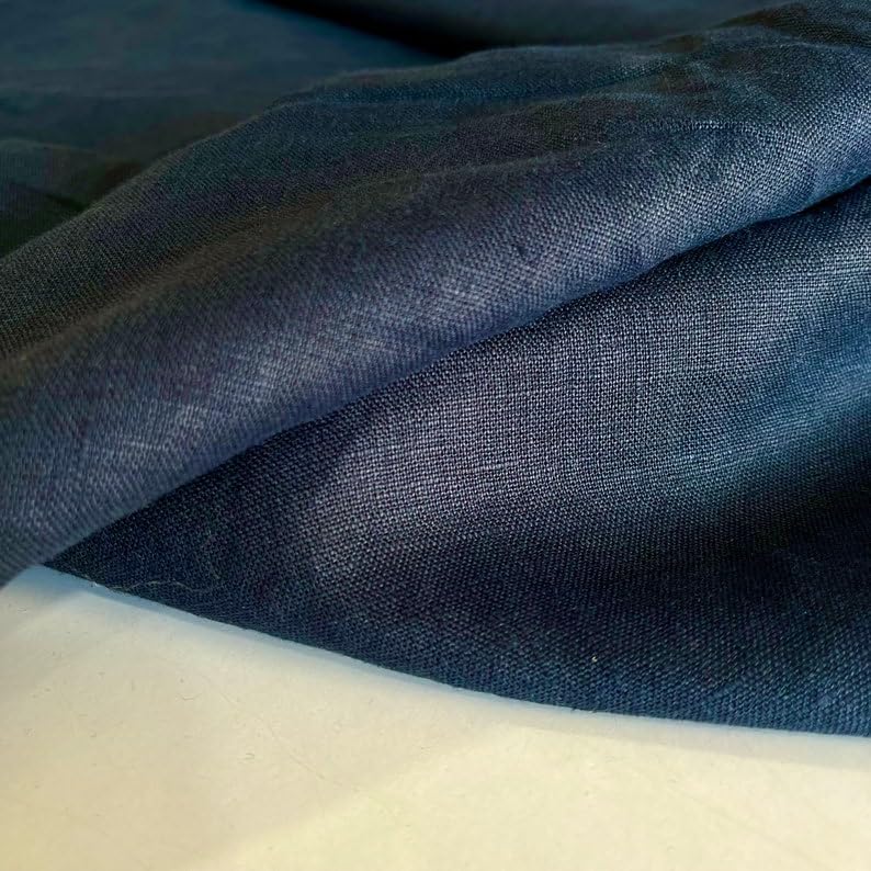 Pure Linen Fabric Navy Blue,Stonewashed, Linen, Pure Linen, Fabric by The Yard(150cm// 1,64 Yard // 57 inc)