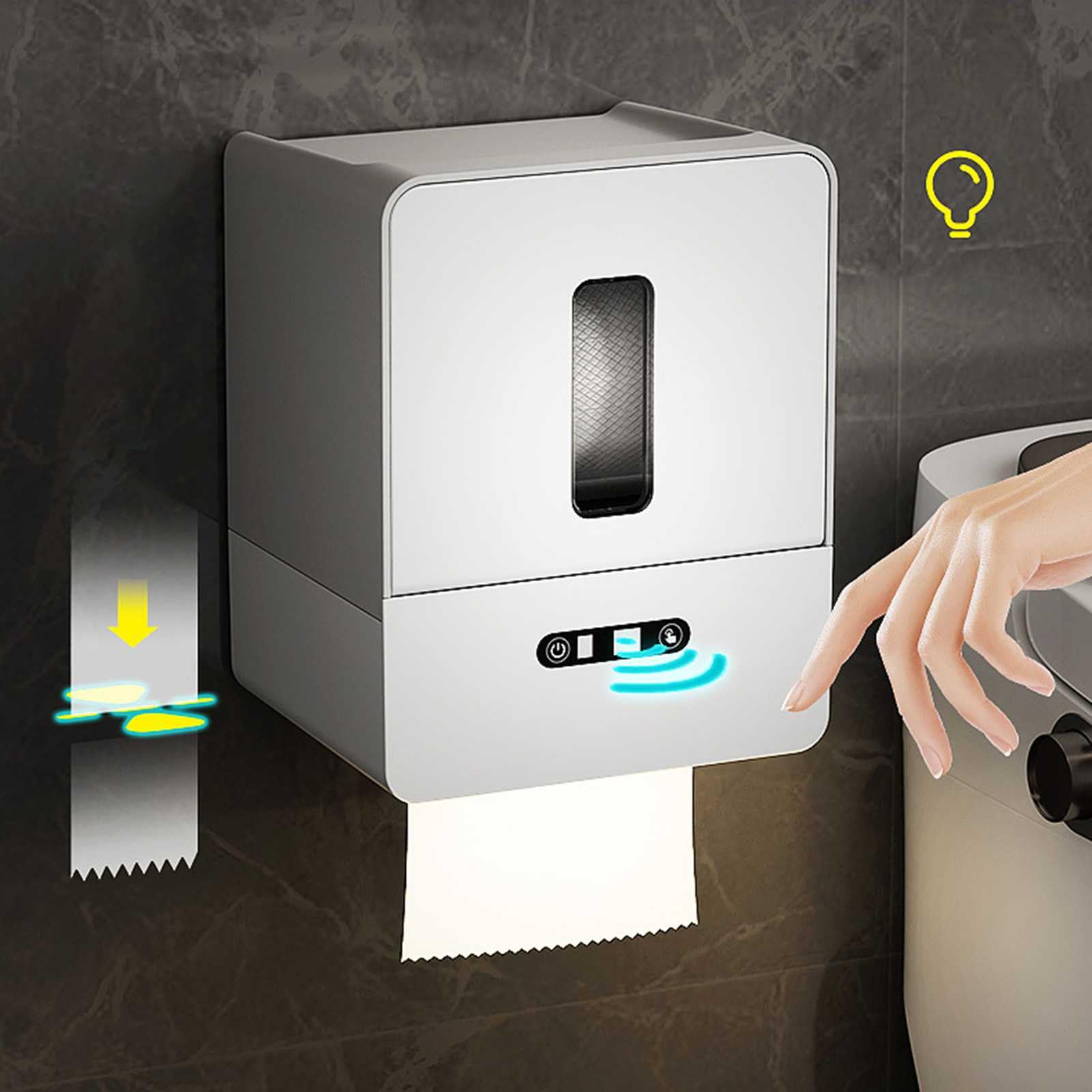 Luivzd Battery Version Touchless Automatic Toilet Paper Dispenser With Sensor, Wall Mounted Paper Towel Dispenser, Wall Mounted Hand Towel Dispenser, No Drilling Paper Towel Dispenser(Battery Version)