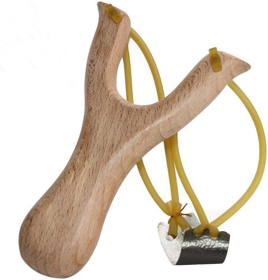 Brown Color Wooden Hunting Slingshot with Cotton Ammo for Catapult Game,Hunting-for Kids Children Adults