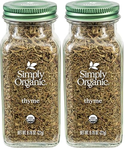 Simply Organic Whole Thyme Leaf, Jar, Woodsy, Herbaceous, Plesantly Aromatic Thyme, Non GMO, NO ETO's, Kosher, 0.78 Ounce (Pack of 2)