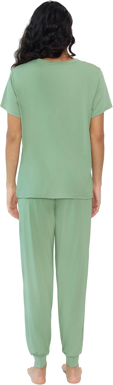 Joyaria Bamboo Viscose Pajamas Women Ultra Soft Short Sleeve Jogger Pants Pjs Set Cooling Sleepwear - Image 6