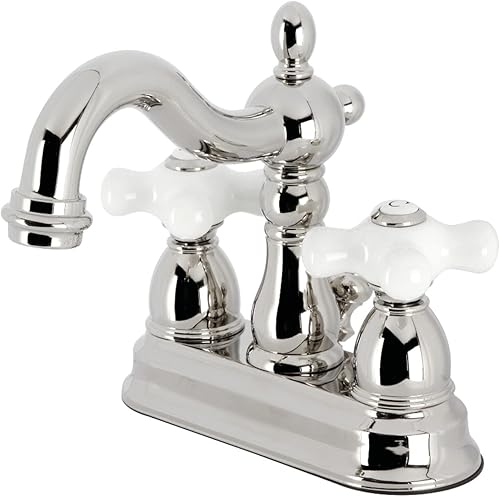 Miniatura 36 de Kingston Brass KB1601PX Heritage - Grifo de lavabo central de 4 pulgadas con mango cruzado de porcelana, cromo pulido Cromo pulido,Latón