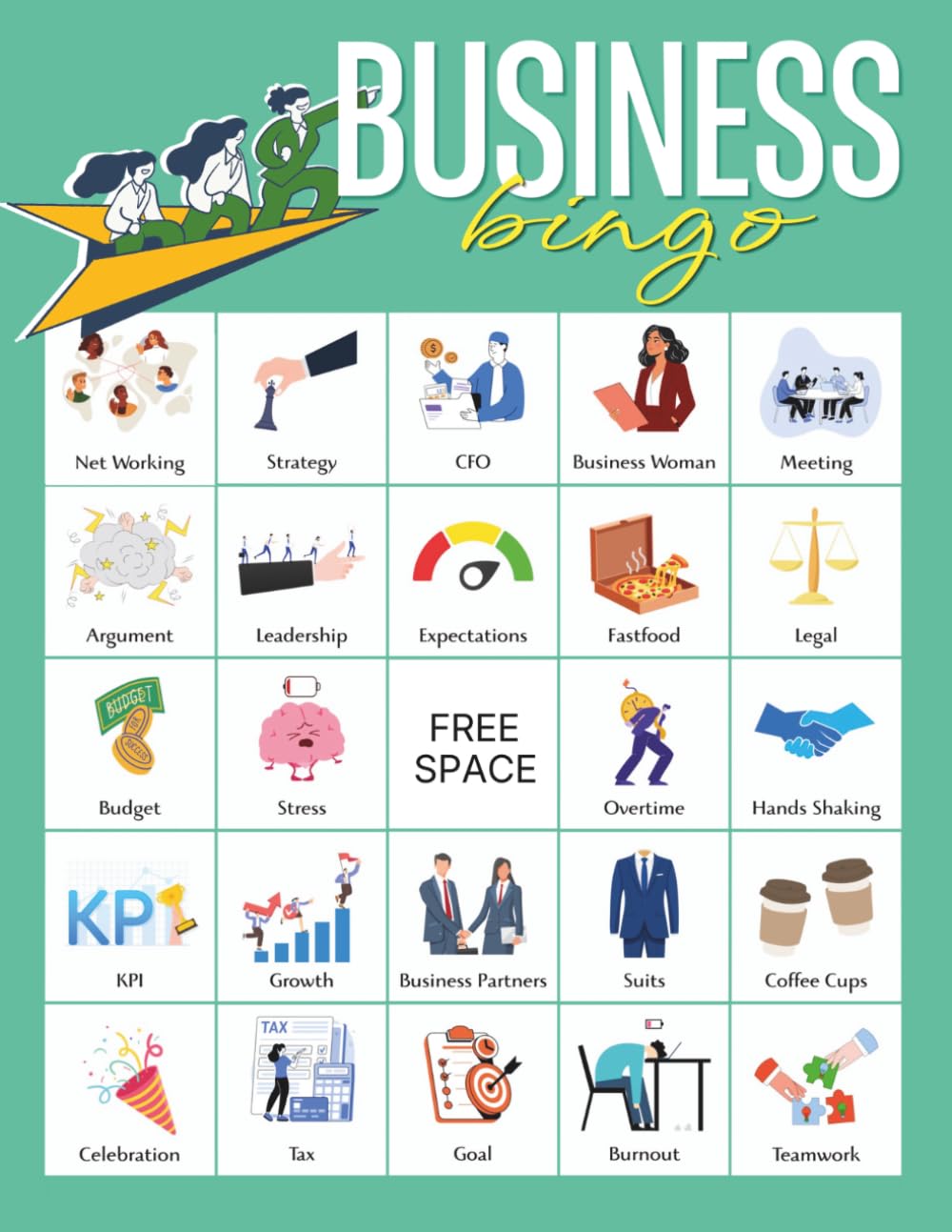 Business Bingo: 32-Player Corporate Team Building Party Games for Office Parties, Business School graduation party game, Workplace Office ac