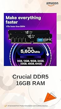 Crucial RAM 16GB DDR5 Desktop Memory CT16G56C46U5