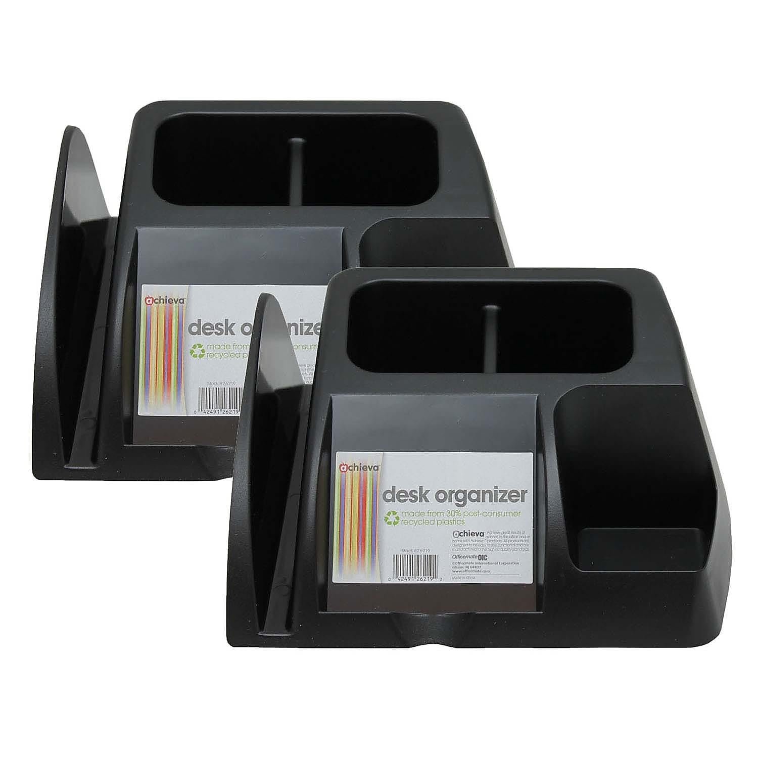 Achieva 5 Compartment Plastic Desk Organizer by Officemate – Plastic, Black, Model OIC26219-2