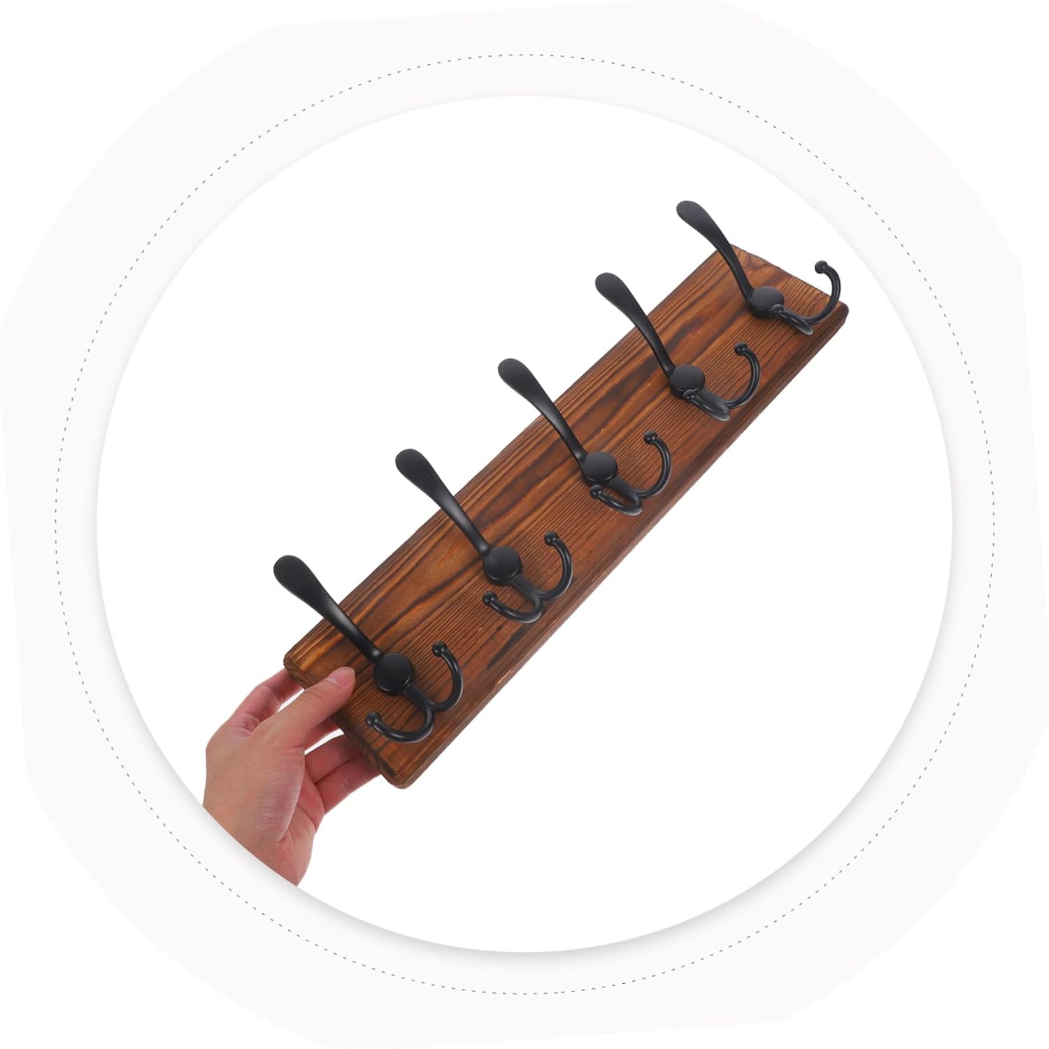 Wooden Wall Mounted Key Holder and Coat Rack Hooks Vintage Design Adjustable Size for Organizing Keys and Accessories in Entryways