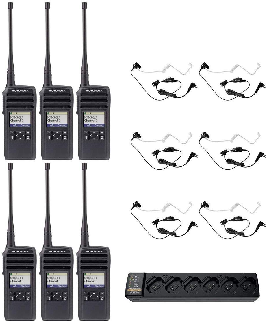 DTR700 50 Channel 1 Watt 900MHZ License Free Digital Two Way Radio with HKLN4601 Surveillance Headset and PMPN4465