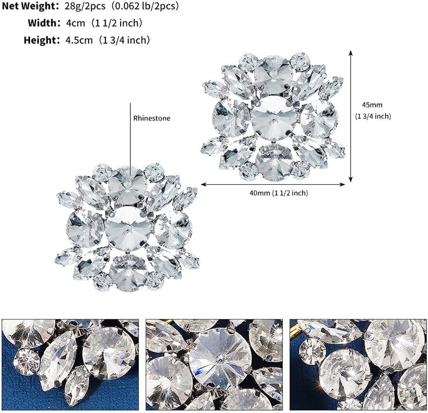 JSEIAJB Bridal Shoe Accessories Prom Women Buckle Crystal Wedding Clips Bride Bridesmaid Trendy Party Gifts
