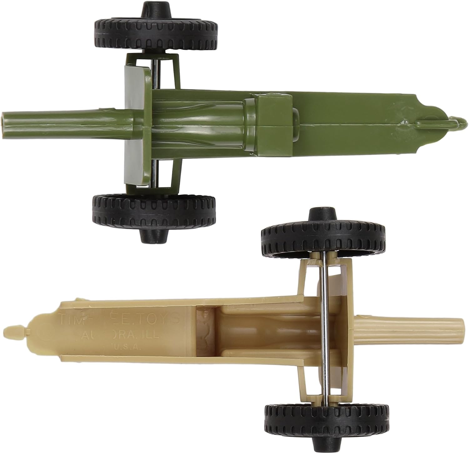 Tim Mee Toy TimMee M3 Artillery - OD Green & Tan 4pc Plastic Army Men Cannon Playset US Made image 3