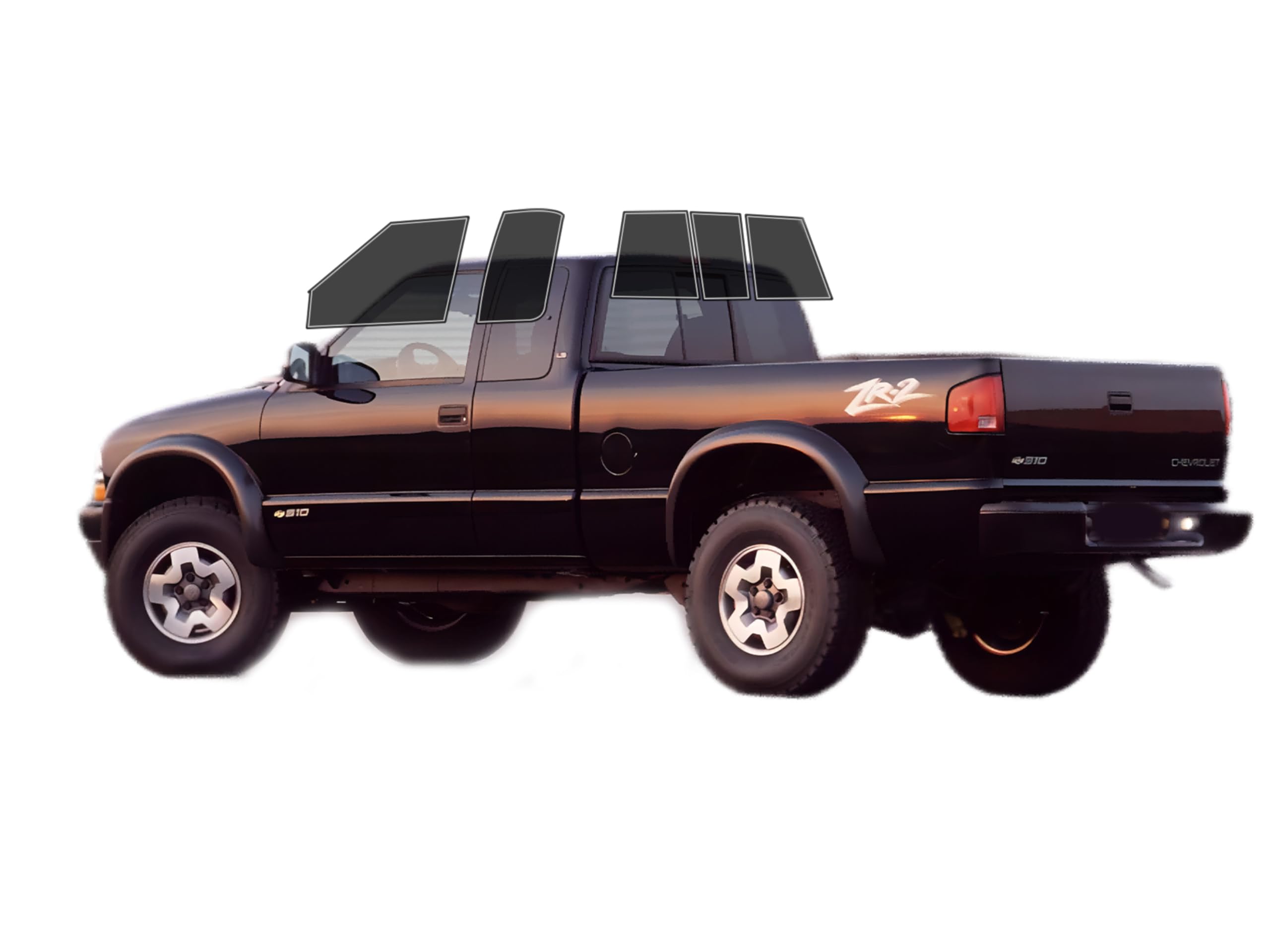 AUTOTEK Precut Windows Tint Film All Sides Cars Sun Blocking Protection Privacy Anti Shatter Glass 2 Ply Film Any Tint Shade kit for Chevrolet S10 Extended 1994-2004