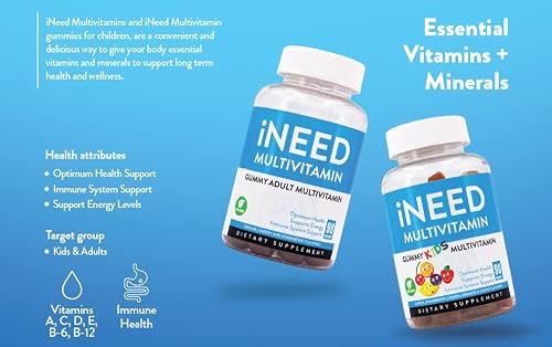 I Need Kids Multivitamin Gummies (90 Count) - Vitamins A, C, D, E, B-16, B-12, Zinc Gummy - Halal Certified & Vegetarian #TOP4