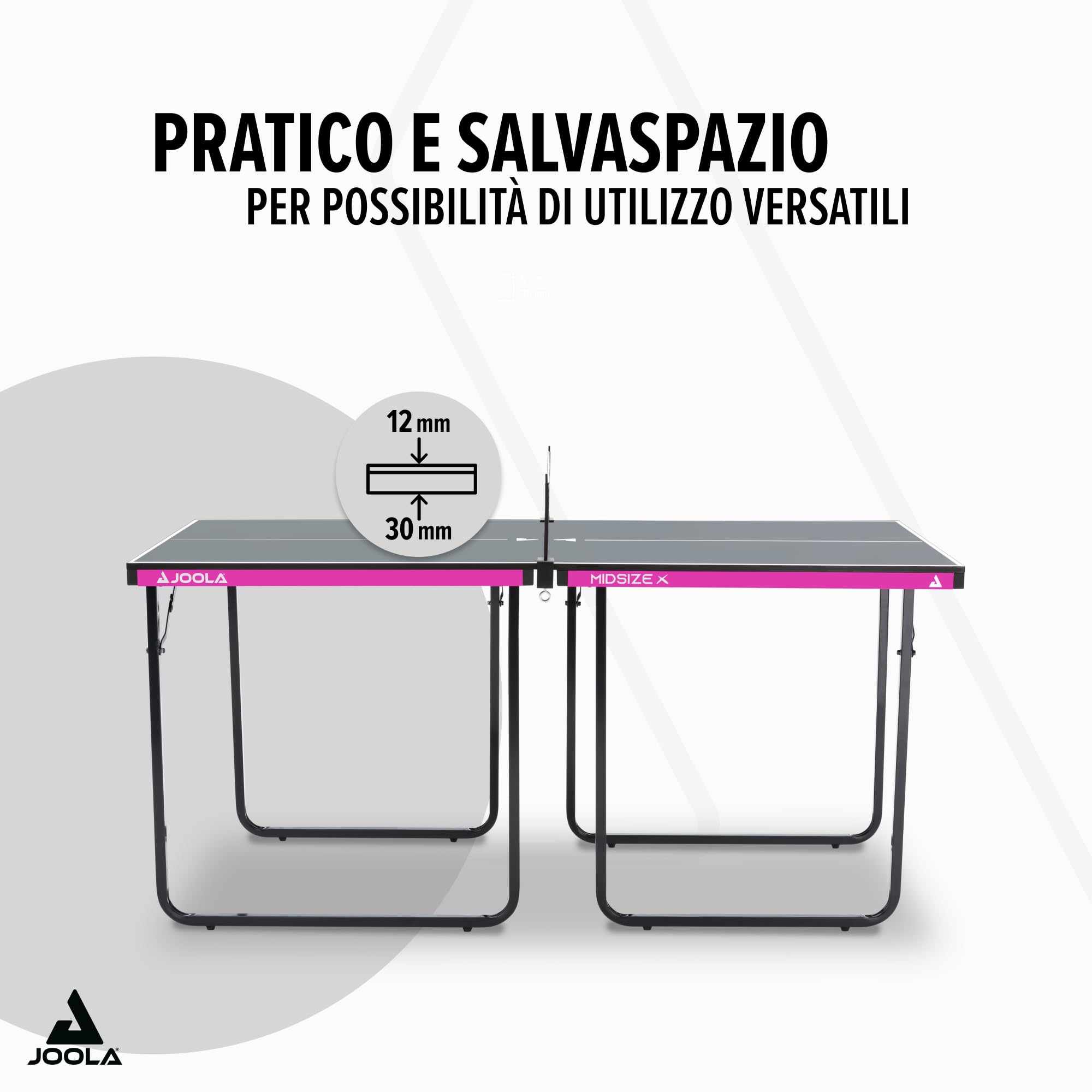 JOOLA Midsize X - Tavolo da ping pong compatto per interni, pieghevole, con rete, 152 x 76 cm