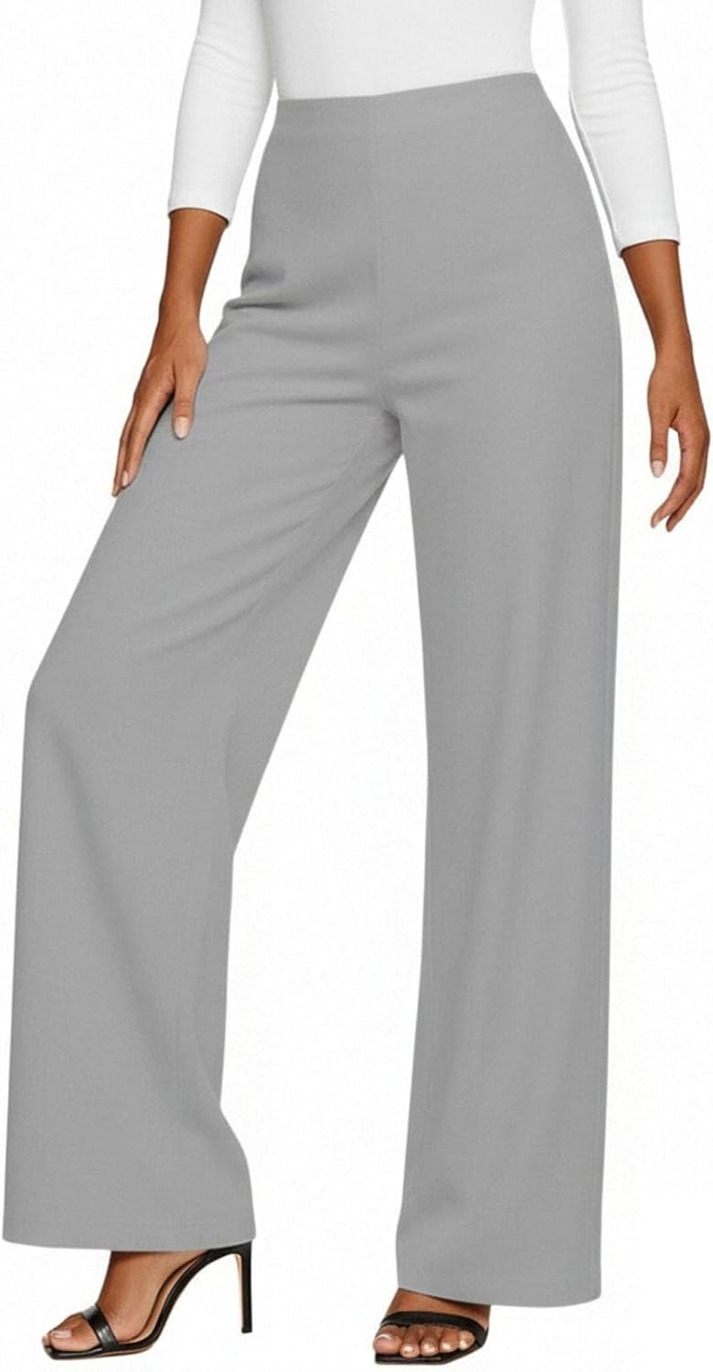 Wide Leg Pants for Women Business Casual Palazzo Pant High Waisted Dressy Work Office Fashion Trousers with Pockets