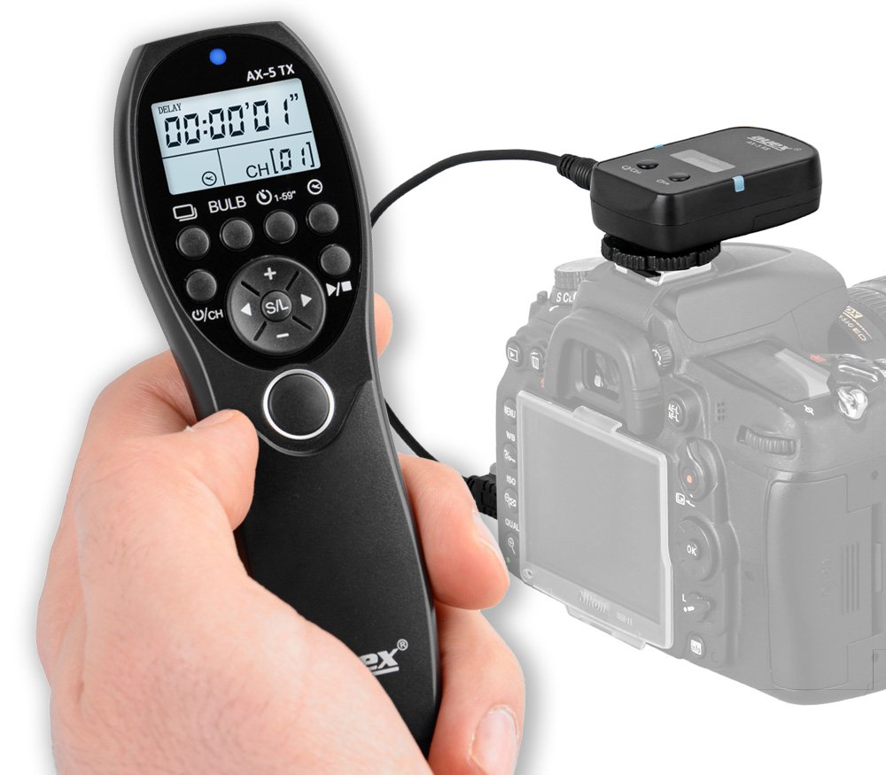ayex AX-5 scatto remoto wireless con timer - compatibile con Canon (E3) EOS R, RP, 80D, 1500D, 1300D, 1200D, 1100D, 760D, 750D, 650D, M6 ecc.