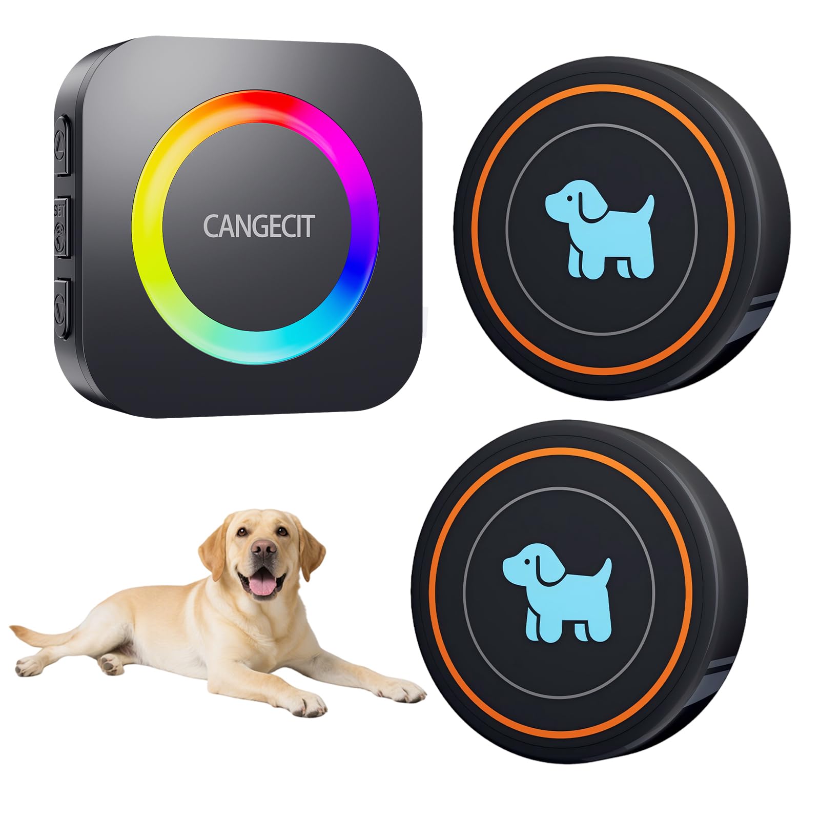 Timbre de puerta de perro para entrenamiento de orinal para salir, timbre inalámbrico para perros, campana de entrenamiento para cachorros con botón táctil, IP65 impermeable, rango de 1000 pies, 55