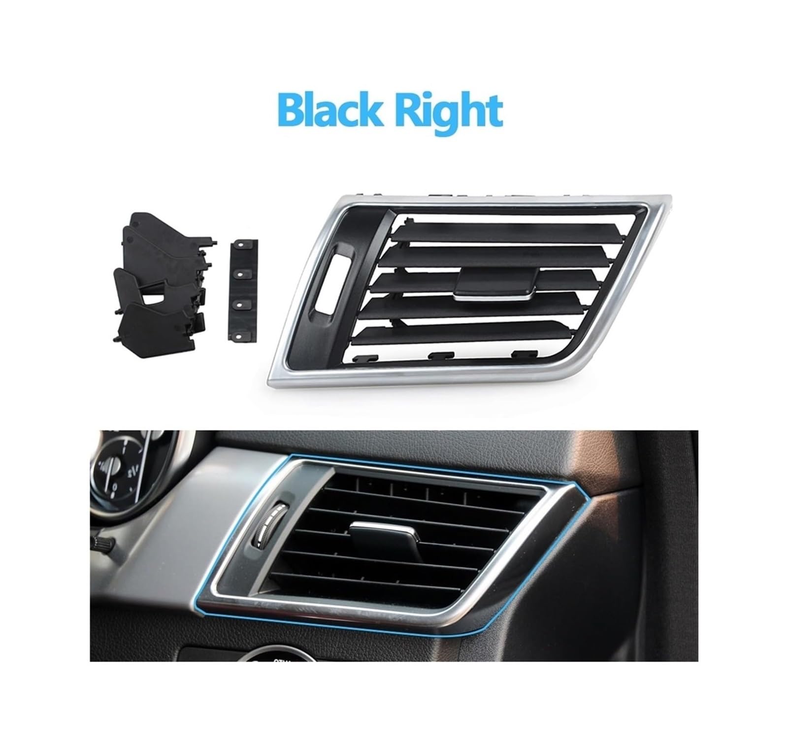Salida Aire Rejilla para Benz para ML GL GLE GLS Clase W166 W292 LHD RHD Consola Automóvil Tablero Aire Acondicionado Rejilla Ventilación Cubierta Salida Compatible con(Black Right)