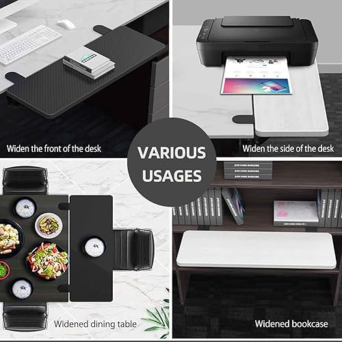 Miniatura 7 de OUGIC Bandeja extensora ergonómica de escritorio (solo negra, 21.65 x 9.5 pulgadas), abrazadera sin perforaciones en la bandeja plegable para cajón