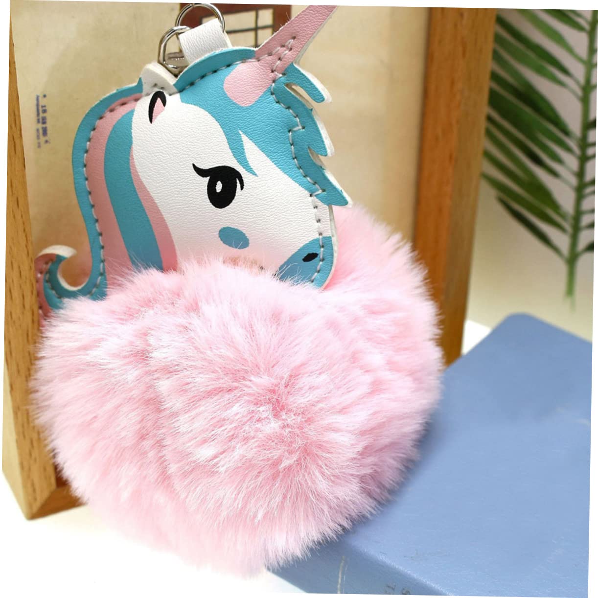 VALICLUD 6piezas Colgantes De Pelo Pom Pom Para Llaveros Decoración De Mochilas y Bolsos Perro y Unicornio