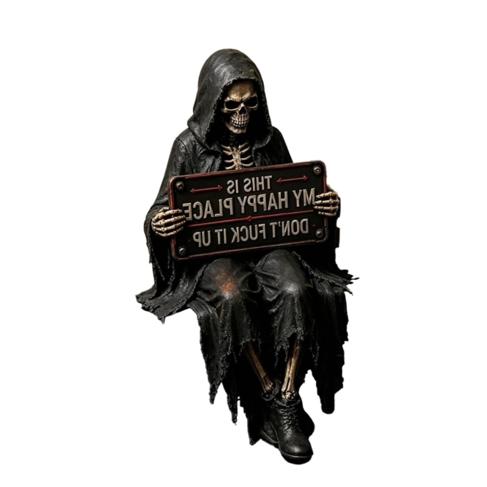 maykawe Gothic Skeleton Reaper Figurine, Resin Bookshelf Decor — image 1