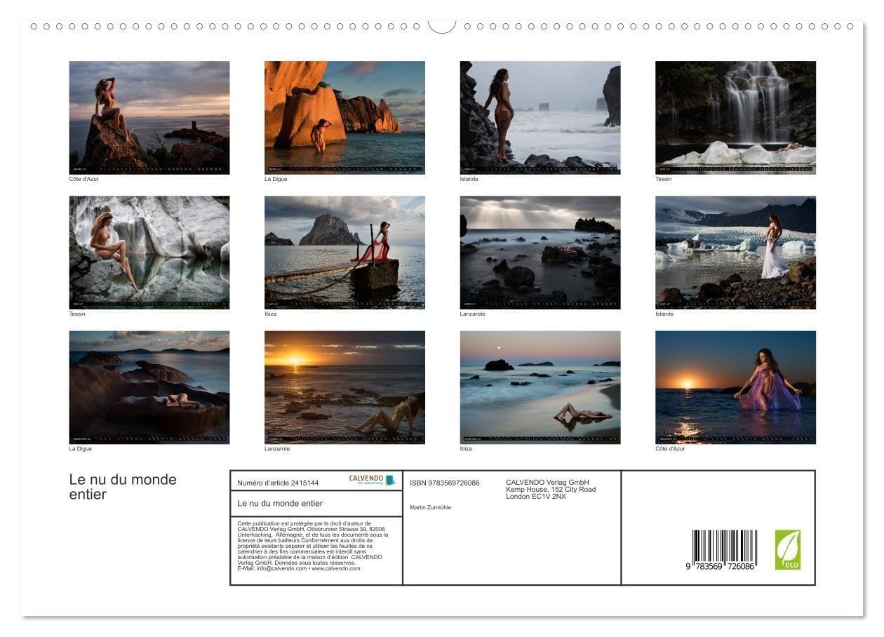 Le nu du monde entier (Calendrier mural haut de gamme 2027 DIN A2 vertical), CALVENDO calendrier mensuel: Photos érotiques de différents beaux endroits du monde