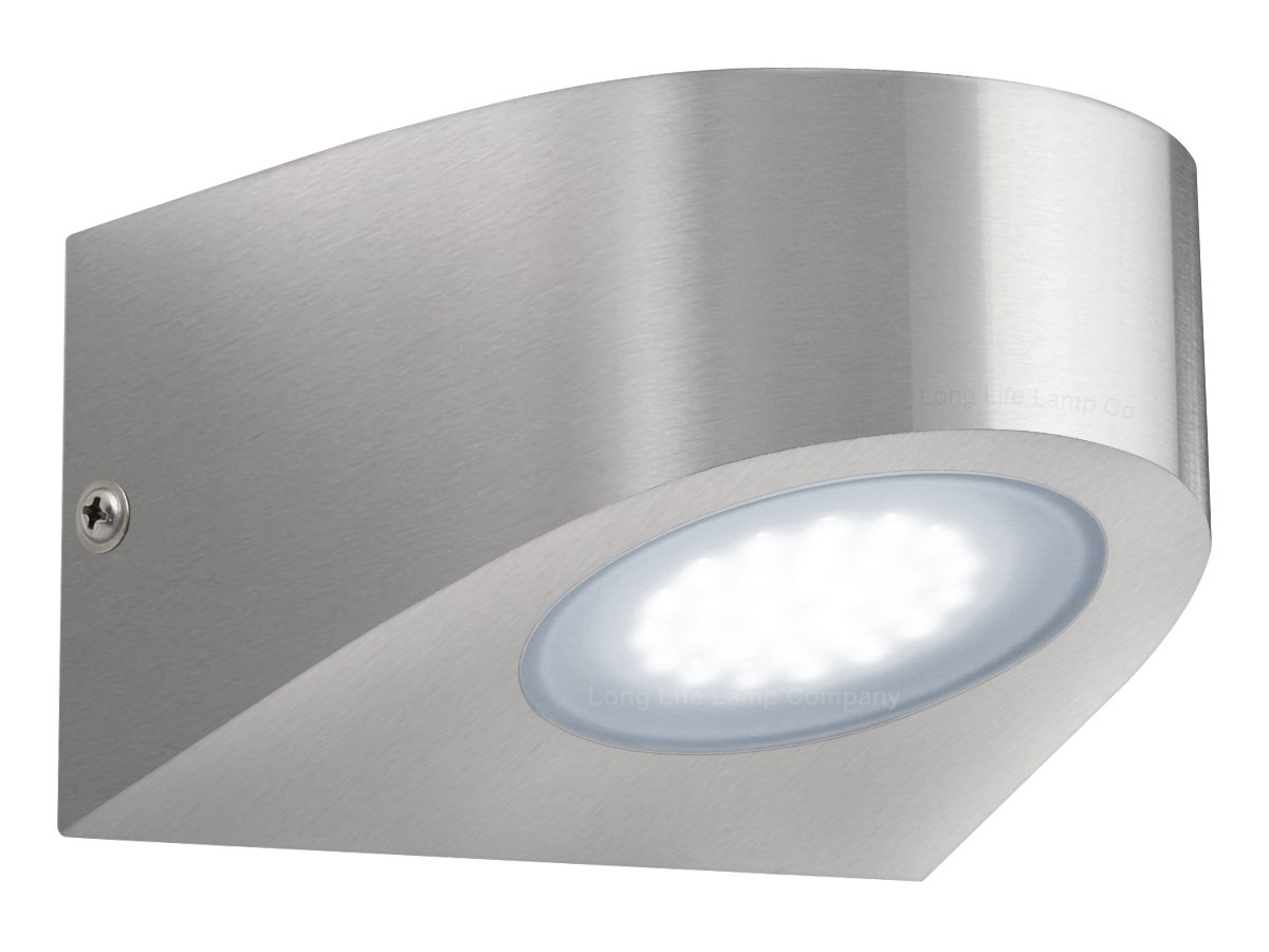 Long Life Lamp Company 3.2w Modern LED Outdoor Wall Light Cool White IP44 Stainless Steel Finish ZLC036-CW