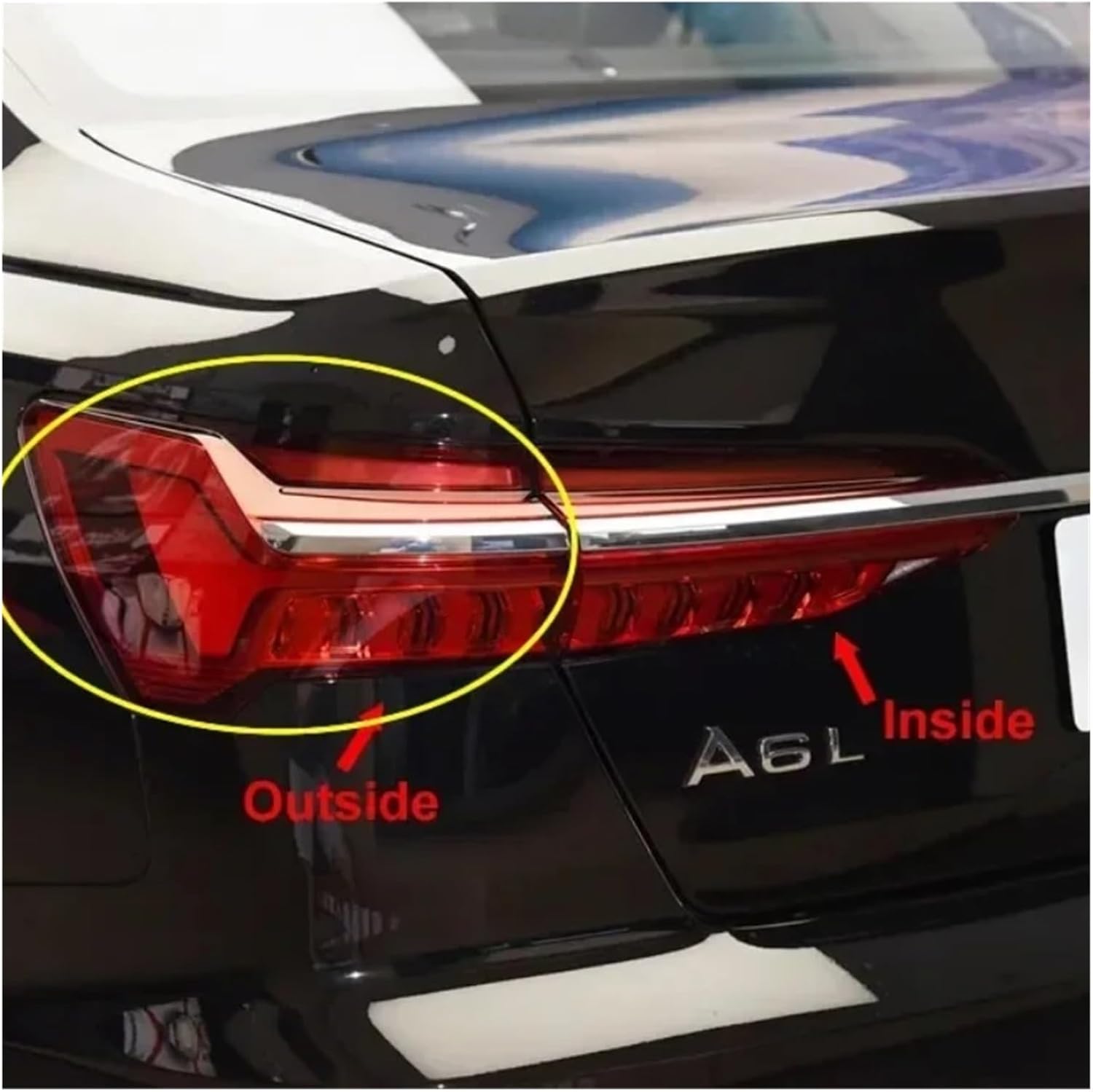 Compatible For Audi A6 A6L C8 2019 2020 2021-2024 Rear Outer Taillight Shell Tail Lamp Cover Brake Lights Mask Replace Original Lampshade(Outside Right)