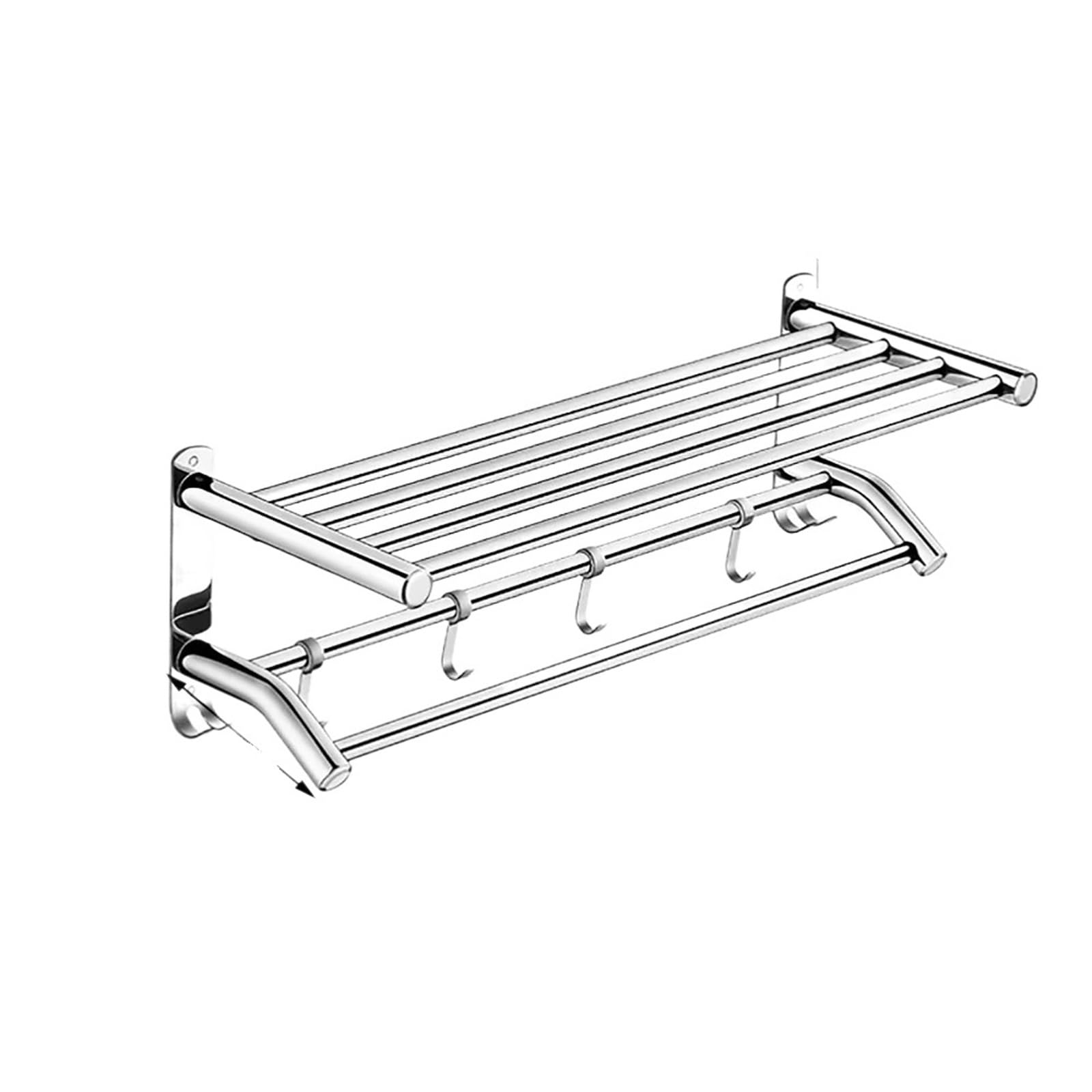 304 Stainless Steel Towel Rack Fixed Holder Movable Hook Shelf Wall Mount Hanger Shower Rail Bathroom Accessories For DIY Tools(39CM)