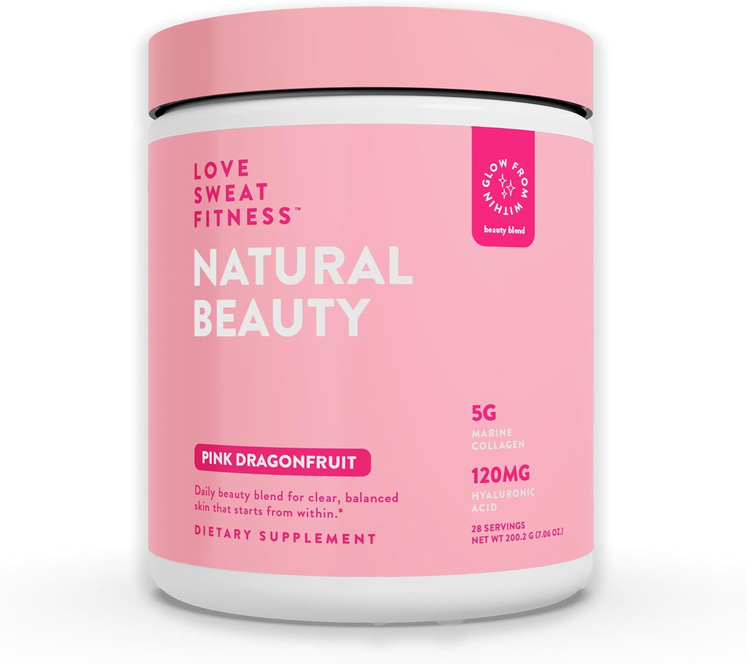 Love Sweat Fitness Marine Collagen Peptides for Women | Skin Hydration, Hair & Joint Support | Collagen Powder Supplement | Natural Beauty Pink Dragonfruit | Non-GMO | 28 Servings
