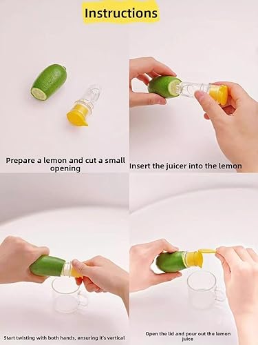 Miniatura 5 de exprimidor de limón, mini exprimidor de limón portátil, (4 piezas) exprimidor manual con filtro, exprimidor de cítricos portátil para