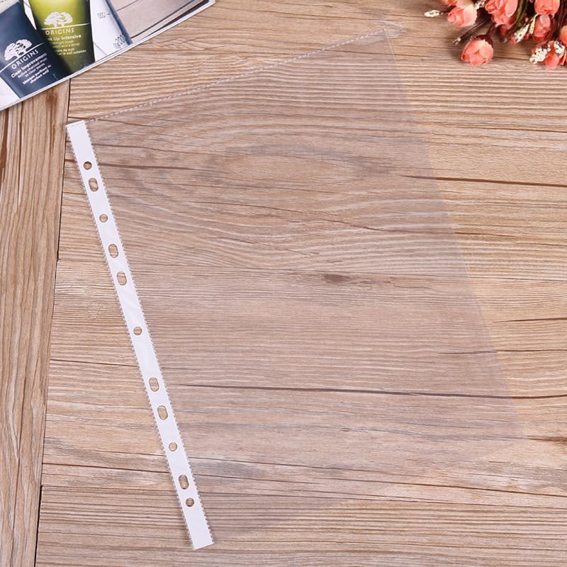 Miniatura 4 de Bolsillo perforado A4, protectores de hojas, 100 páginas, protectores de hojas transparentes para carpetas, protectores de páginas de plástico