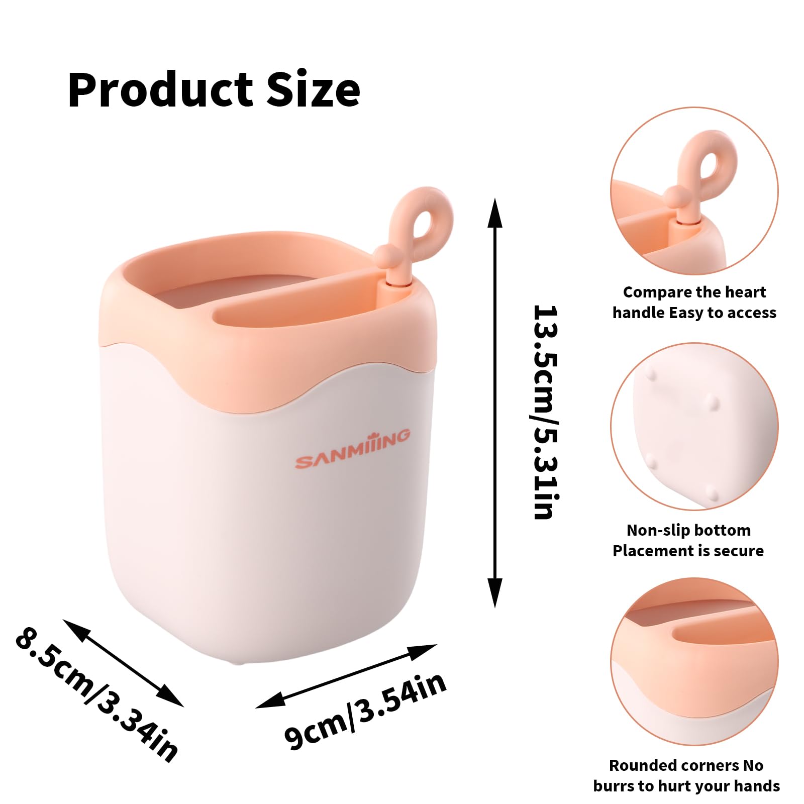 Portapenne Da Scrivania Rosa Con Maniglia A Cuore - Organizer Per Pennelli E Accessori Ufficio