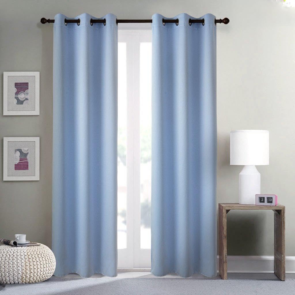 Thermal Insulated Window Curtain Panels for Noise Reducing W42 X L84 Inches, Solid Grommet Top Room Darkening Drapes for Bedroom(2 Panels,Blue)