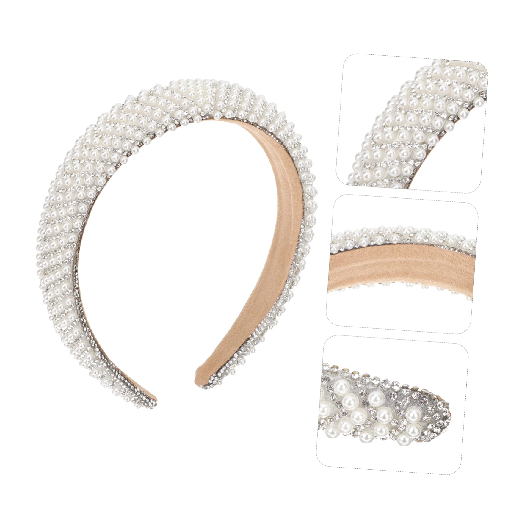 minkissy 4pezzi Fascia Per Barocca Strass e Perle Cerchietto Elegante Per Donne Design Chic Per Matrimoni e Feste Accessorio Vintage Per Occasioni Speciali