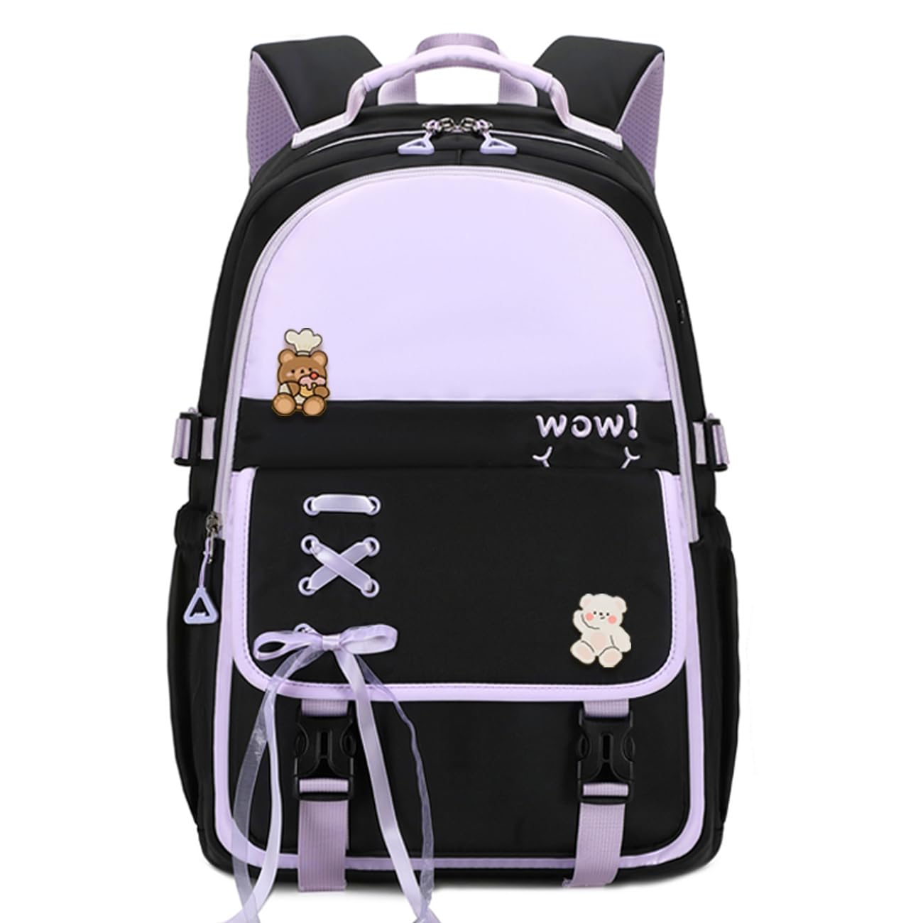 Cusangel Teen Girls Backpack,Girls Cute Backpack Big kids Elementary Middle High School College Student,17" Bookbag For 9Age+ boys(Purple)