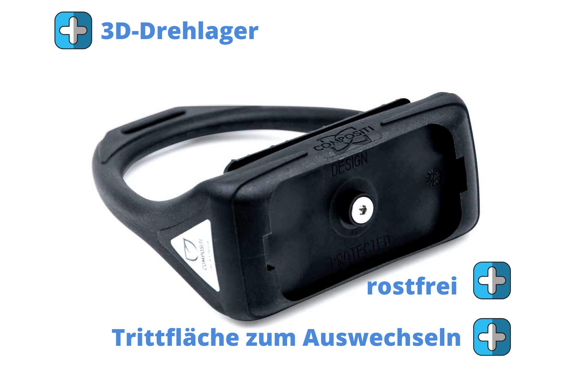 Steigbügel aus flexiblem Kunststoff mit großer Auflagefläche, schwarz/schwarz | Compositi Steigbügel aus Kunststoff