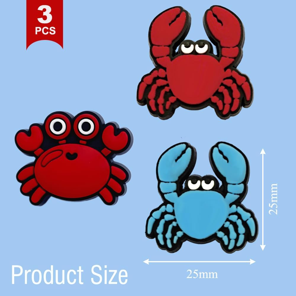 Crab Charms for Bogg Bag - Set of 3 PVC Rubber Inserts, Compatible with Bogg Bag Accessories, Beach Bag Charms Inserts Accessories for Women Girls image 2