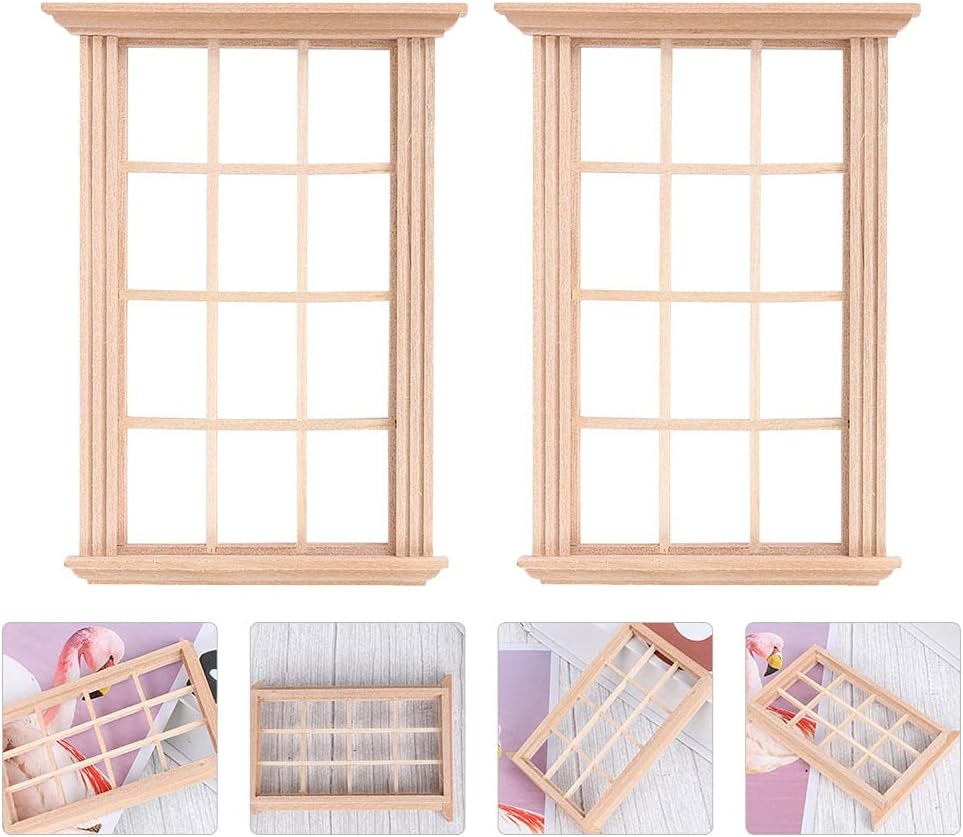 Hushuwan 4 件真十二格子窗框写真道具玩偶屋装饰生日礼物364