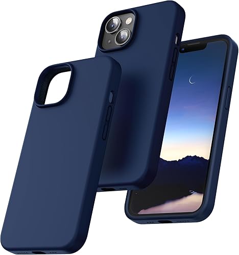 Vista 21 de TOCOL Funda delgada de silicona para iPhone 14, 6.1 pulgadas, ajuste preciso, antideslizante, protección contra caídas, azul medianoche