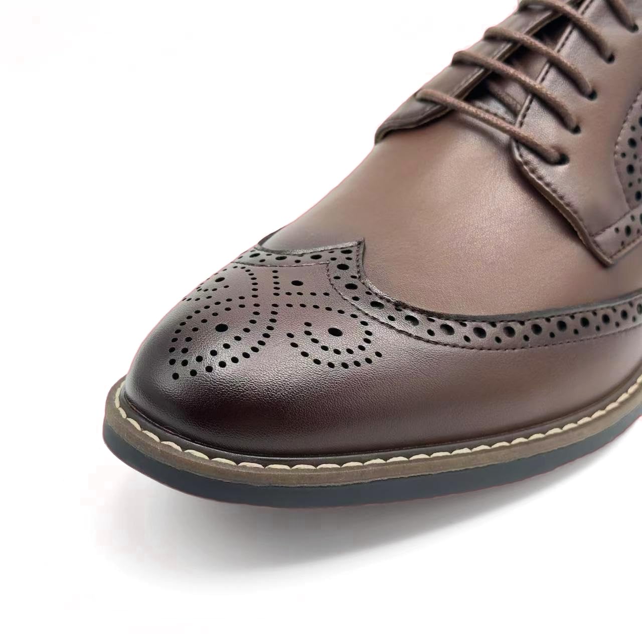 Finishing & Sewing Scarpe da uomo con punta ad ali stile classico brogue, scarpe stringate Oxford