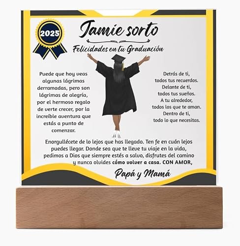 Placa Acrílica Personalizada para Graduación 2026, Regalo Original, Recuerdo Inolvidable para Hija, Detalle Decorativo con Frase Emotiva, Perfecto para Celebrar un Logro Conmemora su Graduación