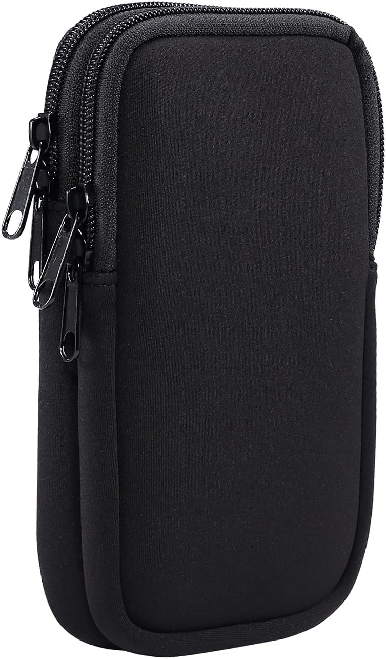 Neoprene Cell Phone Holster, Dual Layer Sleeve Wallet Case for Samsung Galaxy S24 Ultra S23 Ultra S23+ S22 Ultra S21 Ultra S23 FE S20 FE Note20 Ultra A15 A53 A54 A25 A04 A34 A33 A52 A55 (Black)