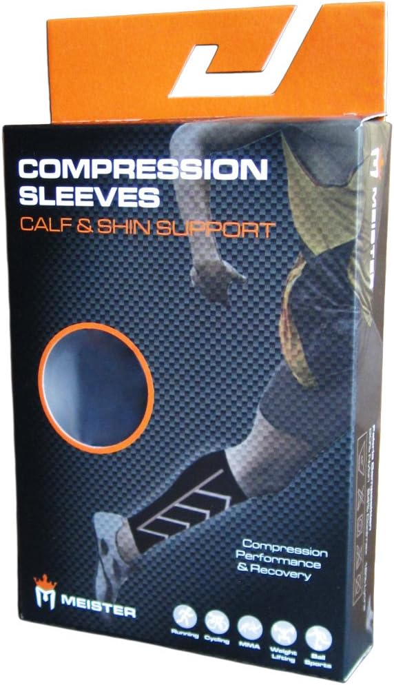 Meister 20-25mmHg Compression Running Leg Sleeves for Shin Splints (Pair) | Medical-grade compression for the whole leg, improves circulation and muscle recovery for running, walking and everyday