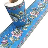 Teemall Self Adhesive 3D Blue Lantern Flowers Waterproof PVC Wallpaper Border Scroll Wall Border for