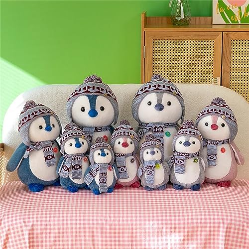 Herfair Kuscheltier Pinguin Plüschpuppe mit Kapuze Geschenk (27cm, Grau)